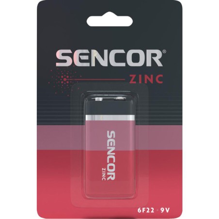 Sencor Jednorázová zinkouhlíková baterie 9V, 1-pack, DOPRODEJ