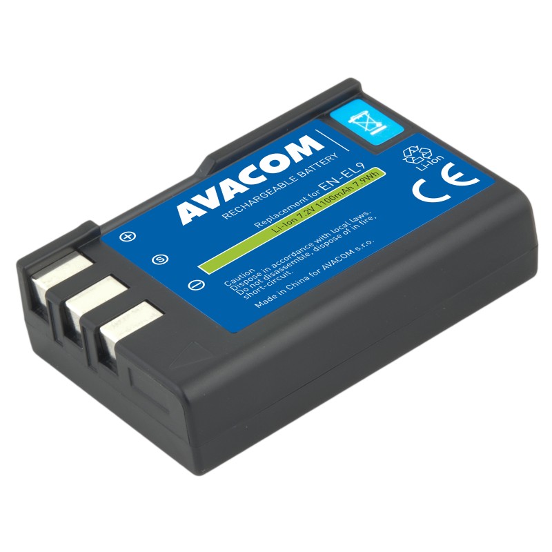 Nikon EN-EL9, EN-EL9A, EN-EL9E Li-Ion 7.2V 1100mAh 7.9Wh