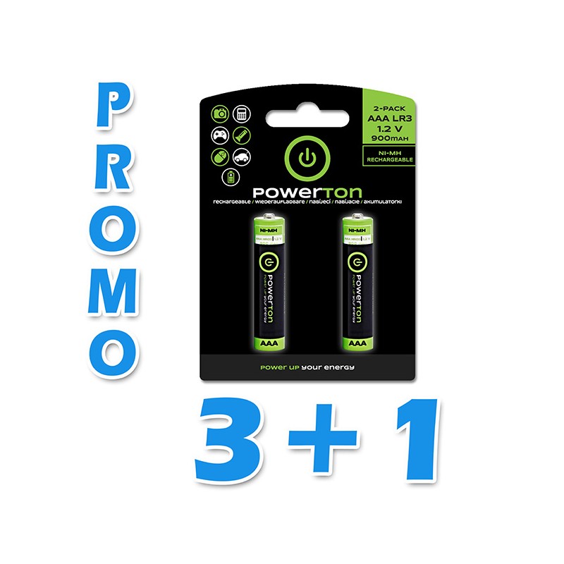 Nabíjecí baterie, AAA (HR03), 900 mAh, Powerton, 2-pack, DOPRODEJ
