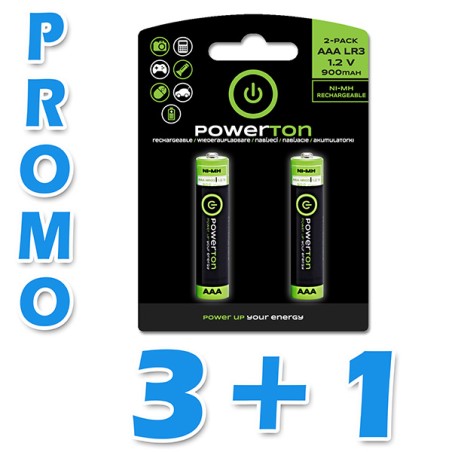 Nabíjecí baterie, AAA (HR03), 900 mAh, Powerton, 2-pack, DOPRODEJ