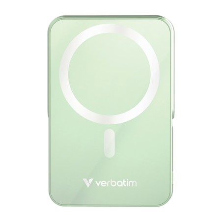 Verbatim power banka s bezdrátovým nabíjením 5V, nabíjení telefonu, 32259, 10 000mAh, magnetické připevnění, zelená