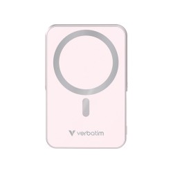 Verbatim power banka s bezdrátovým nabíjením 5V, nabíjení telefonu, 32267, 10 000mAh, magnetické připevnění, růžová