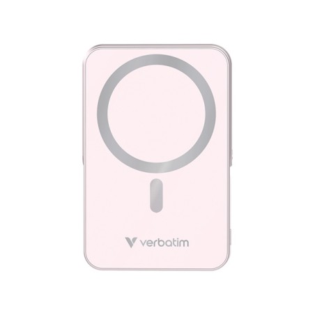 Verbatim power banka s bezdrátovým nabíjením 5V, nabíjení telefonu, 32267, 10 000mAh, magnetické připevnění, růžová