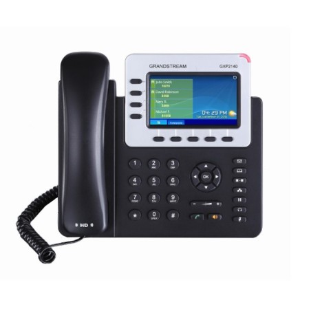Grandstream GXP2140, 4,3" TFT bar. displej, 4 SIP účty, 4 prog. tl., BT, dual Gbit port, PoE