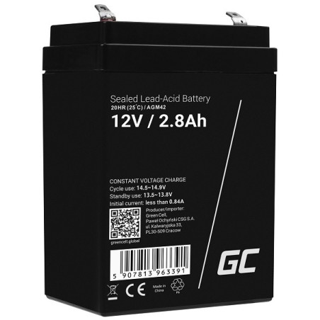 Green Cell AGM baterie 12V 2.8Ah