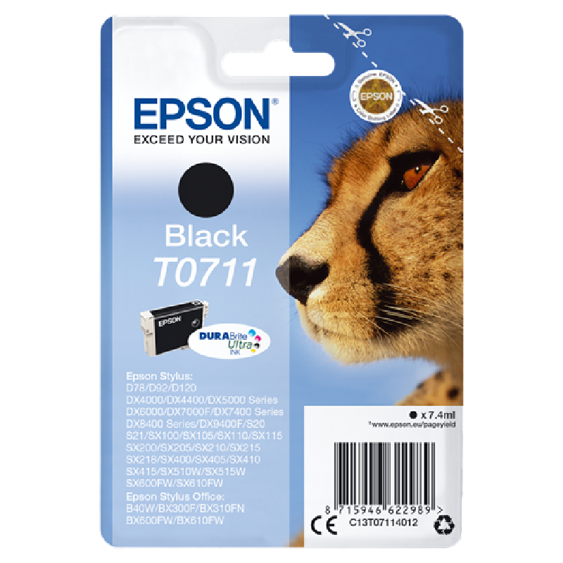 EPSON ink čer Singlepack Black T0711 DURABrite Ultra Ink (7,4 ml)