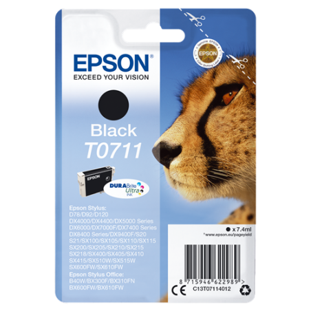 EPSON ink čer Singlepack Black T0711 DURABrite Ultra Ink (7,4 ml)