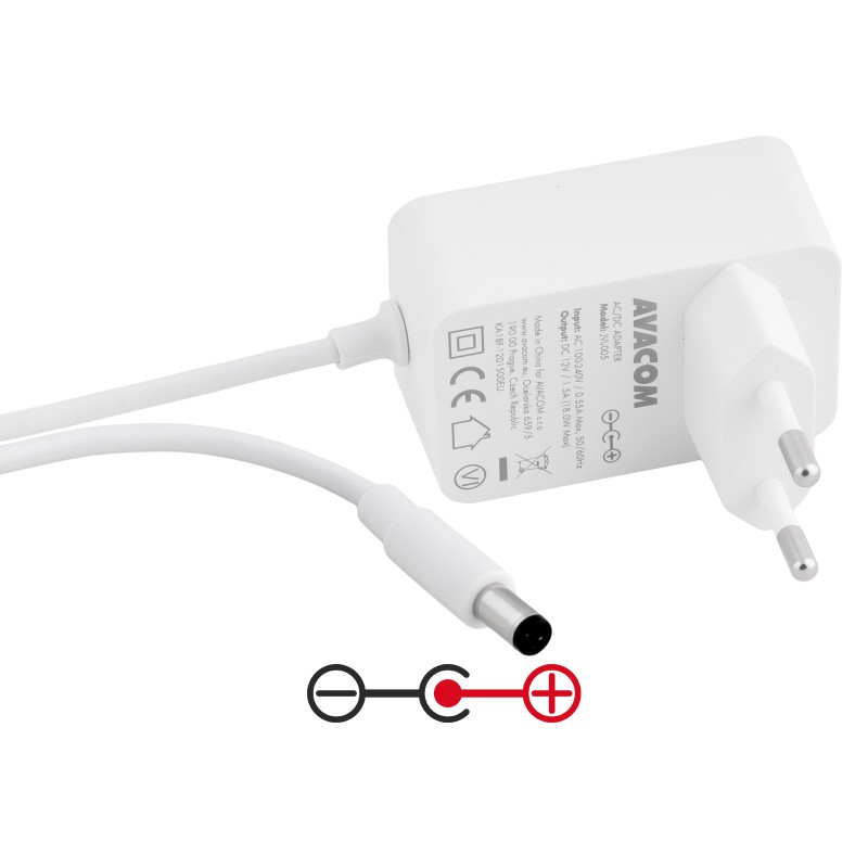 AVACOM napájecí adaptér 12V 1,5A 18W konektor 5,5mm x 2,1mm plus pól uprostřed