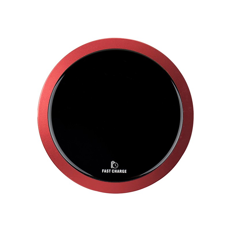 All New, Bezdrátová nabíječka, ultra tenká, pro telefon, červená, 5/9V, 10W, ochrana proti přehřátí, Qi