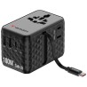 Verbatim, Cestovní adaptér Charge ,n, Travel GaN III 2x USB-C, 2X USB-A + 1x integrovaný kabel USB-C, černá, 100 W