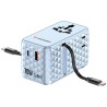 Verbatim, Cestovní adaptér Charge ,n, Travel GaN III 1x USB-C, 1X USB-A + 2x integrovaný kabel USB-C, modrá, 70 W