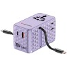 Verbatim, Cestovní adaptér Charge ,n, Travel GaN III 1x USB-C, 1X USB-A + 2x integrovaný kabel USB-C, fialová, 70 W