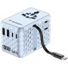 Verbatim, Cestovní adaptér Charge ,n, Travel GaN III 2x USB-C, 2X USB-A + 1x integrovaný kabel USB-C, modrá, 100 W