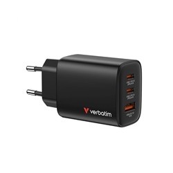 VERBATIM GaN Nabíječka Essentials 65W, 2xUSB-C, 1xUSB-A, černá