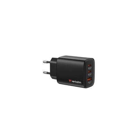 VERBATIM GaN Nabíječka Essentials 65W, 2xUSB-C, 1xUSB-A, černá