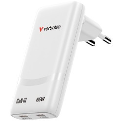 VERBATIM GaN Nabíječka Fold 'n' Go 65W, 2xUSB-C, bílá