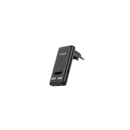 VERBATIM GaN Nabíječka Fold 'n' Go 65W, 2xUSB-C, černá