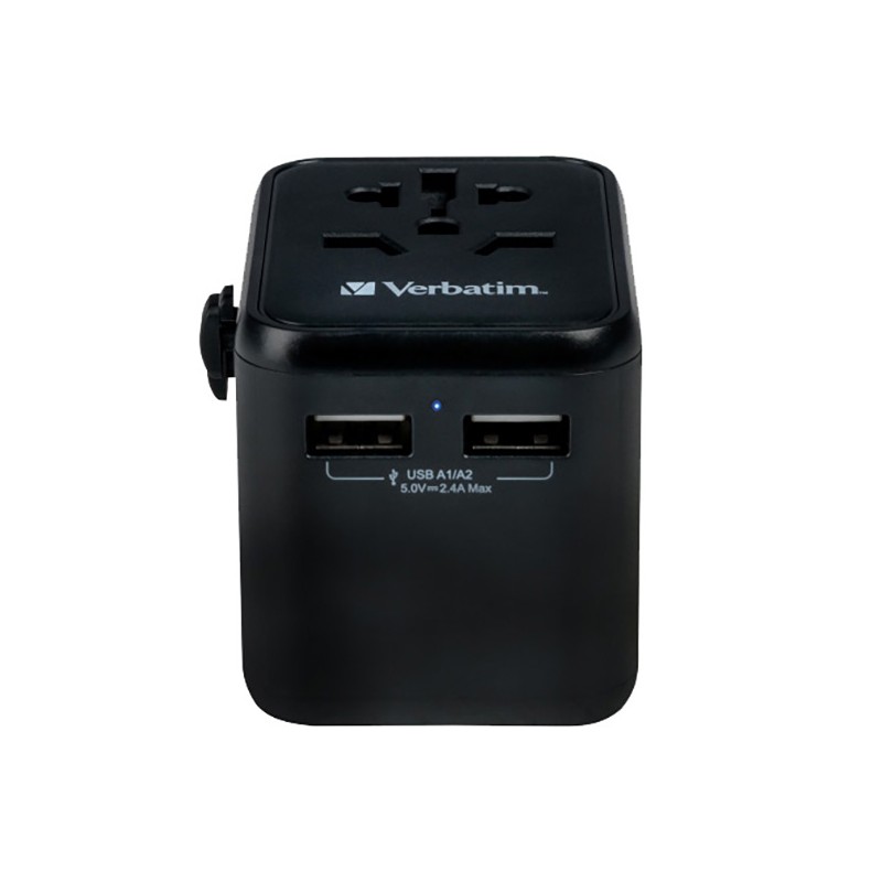 Verbatim, Cestovní adaptér univerzální World-to-World UTA-01 USB-A, černý, 12 W