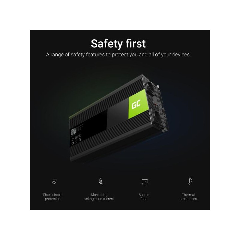 Green Cell ® měnič napětí 12V na 230V, 3000W/6000W, Full Sine Wave