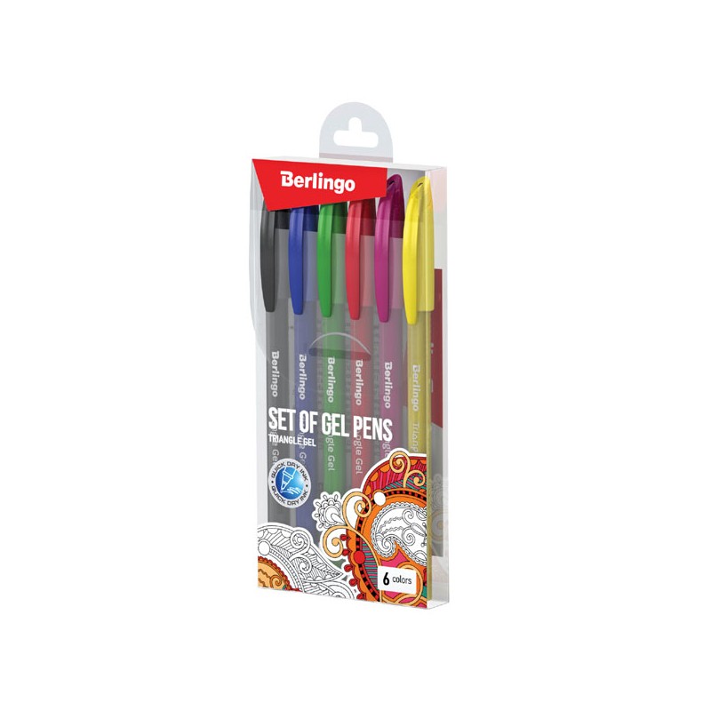 Berlingo, sada rollerů gelových, color, 6ks, 0.5mm, Triangle gel