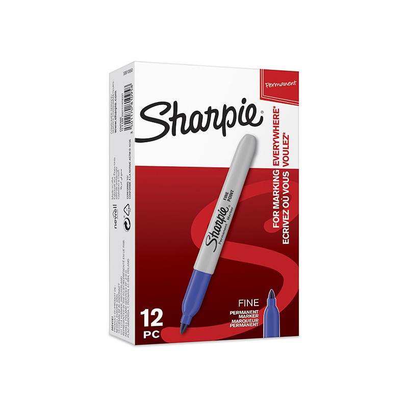 Sharpie, popisovač Fine, modrý, 12ks, 0.9mm, permanentní, DOPRODEJ