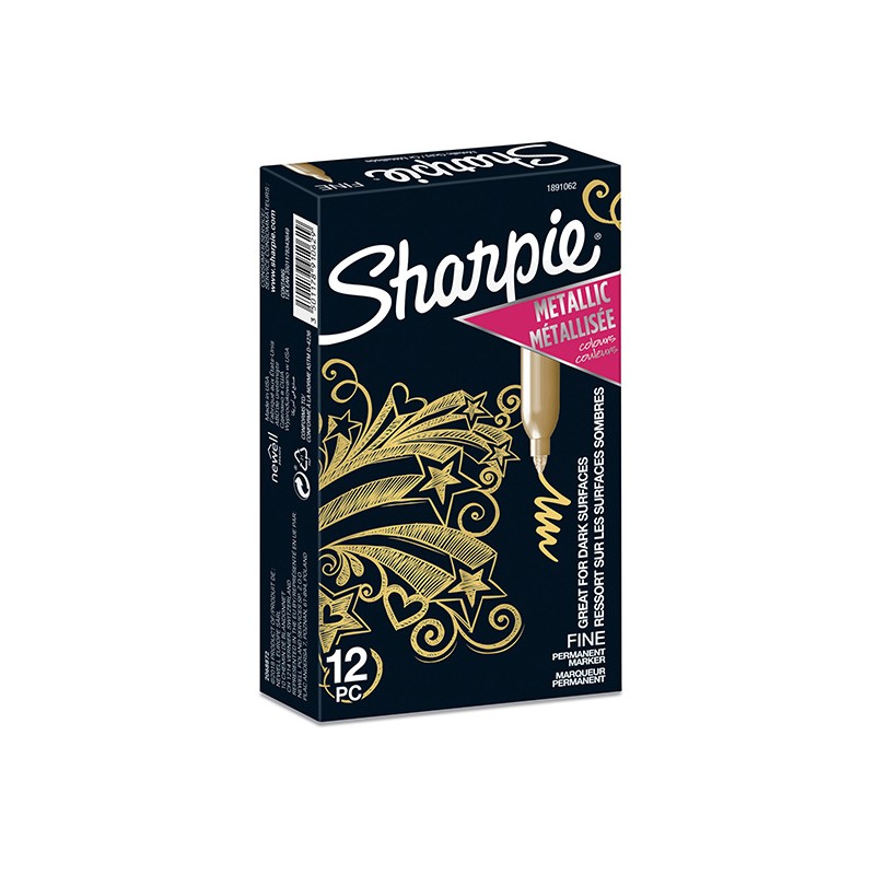 Sharpie, popisovač Metallic, zlatý, 12ks, 1.4mm, permanentní, DOPRODEJ