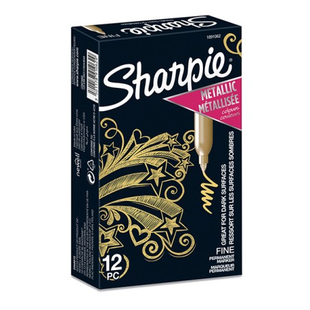 Sharpie, popisovač Metallic, zlatý, 12ks, 1.4mm, permanentní, DOPRODEJ