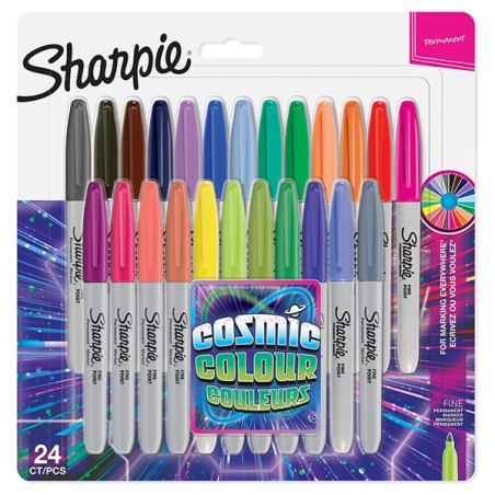 Sharpie, popisovač Fine, mix kosmických barev, 24ks, 0.9mm, permanentní, blistr, DOPRODEJ