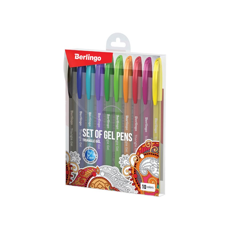 Berlingo, sada rollerů gelových, color, 10ks, 0.5mm, Triangle gel