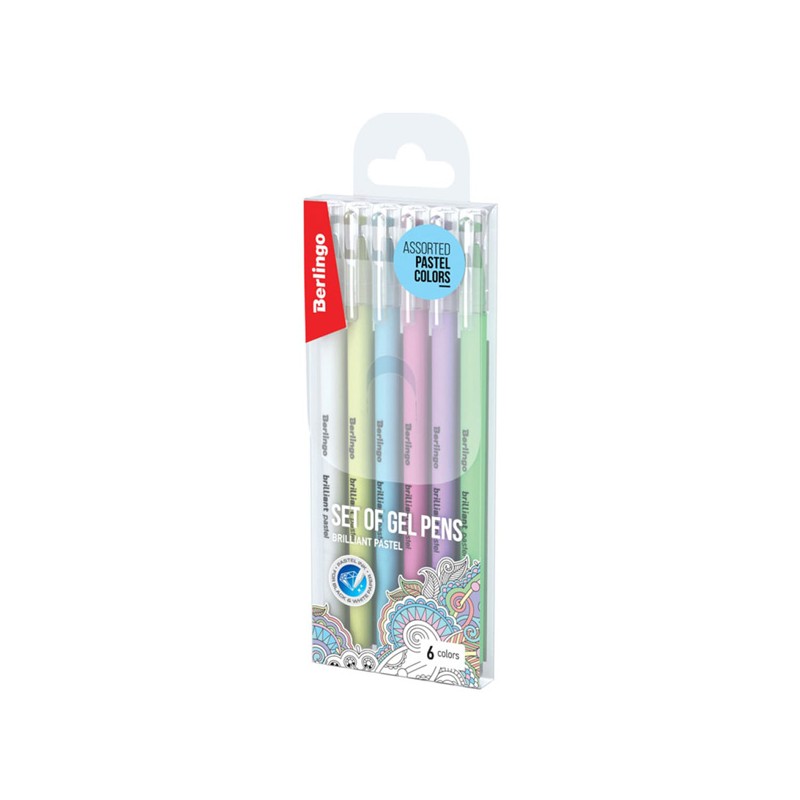 Berlingo, roller gelový, color, 6ks, 0.8mm, Brilliant Pastel