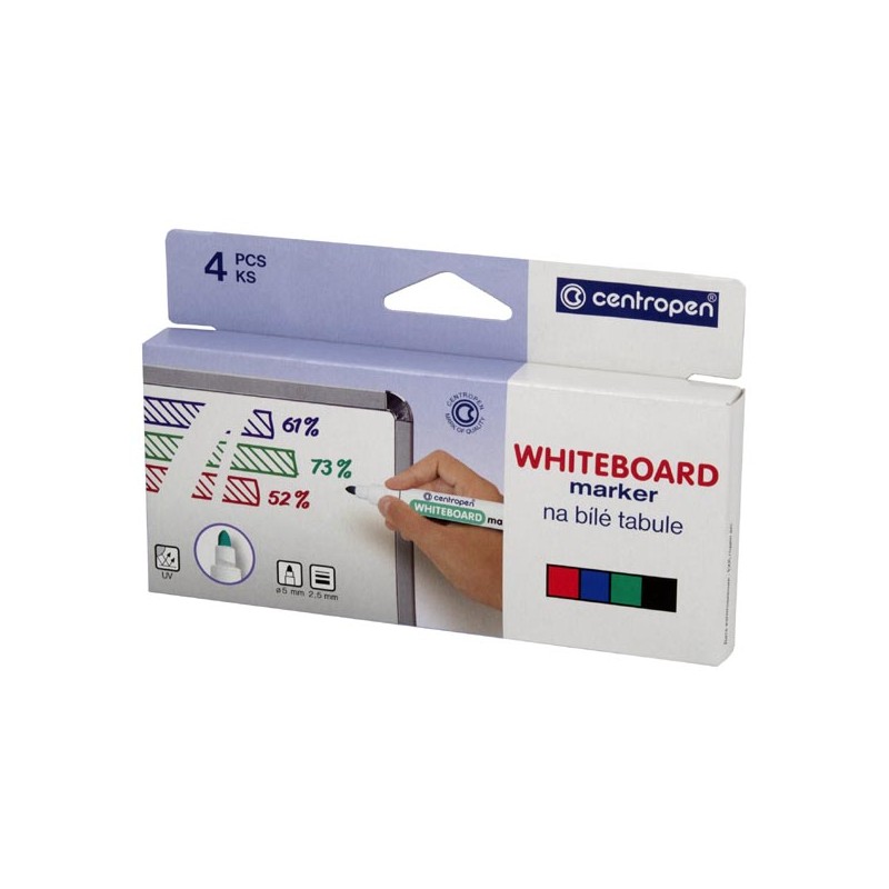Centropen, sada whiteboard marker 8559, color, 4ks, 2.5mm, alkoholová báze