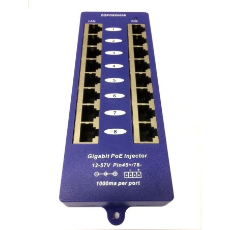 Gigabitový stíněný 8-portový PoE panel POEPAN8GB