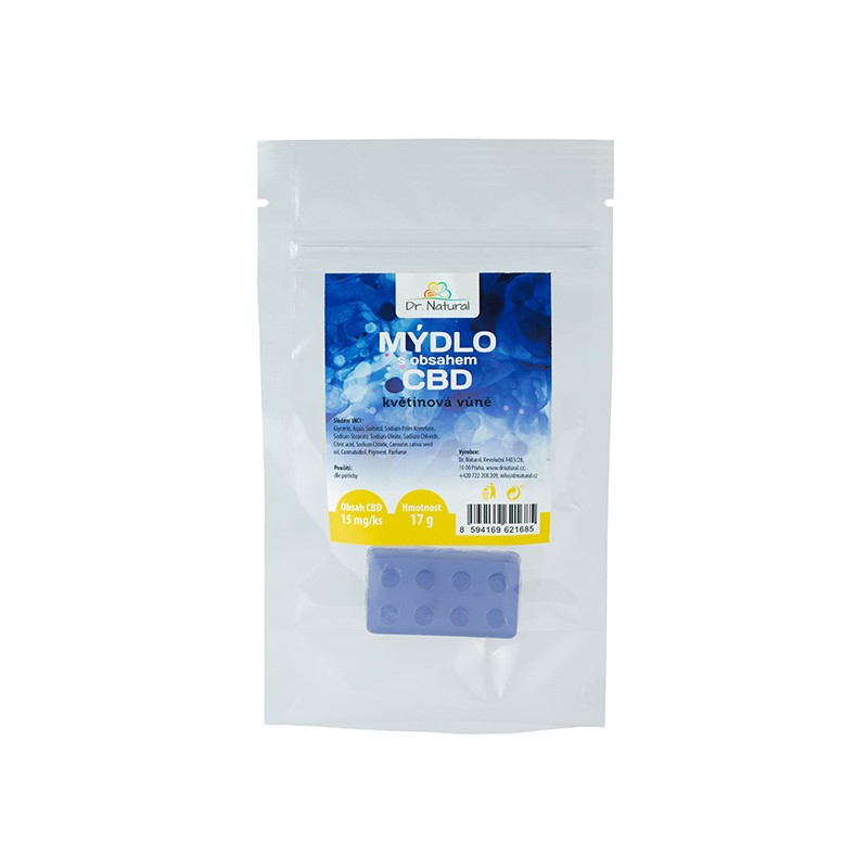 Mýdlo tuhé s obsahem CBD, 17g, květinová, s antioxidanty, Dr. Natural, DOPRODEJ