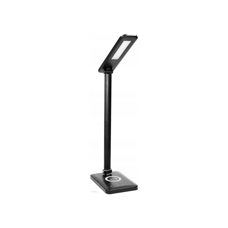Virone kancelářská lampa Isiyo, hliník+ABS, černá, 3 druhy svícení, IP20, bezdrátová nabíječka