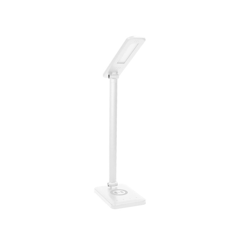 Virone kancelářská lampa Isiyo, hliník+ABS, bílá, 3 druhy svícení, IP20 bezdrátová nabíječka