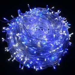 LED osvětlení, řetěz, 10m, 220-240 V (50-60Hz), 6W, modrá, transparentní kabel, 30000h, 100xLED, DOPRODEJ