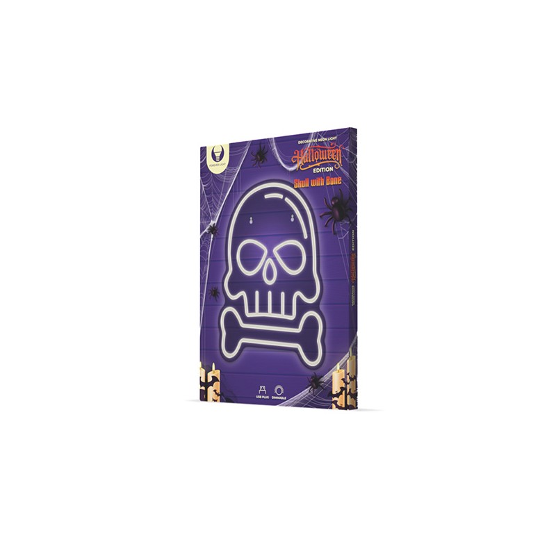Neon PLEXI LED SKULL WITH BONE white FPNE18 Forever Light RTV100297