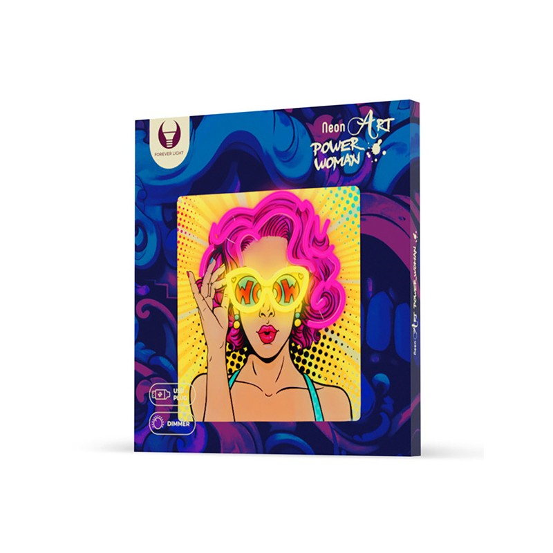 Neon ART LED POWER WOMAN yellow-purple FLA02 Forever Light