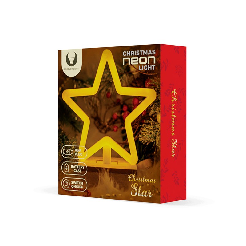 Neon Wood Stand LED STAR warm white FLNW04 Forever Light