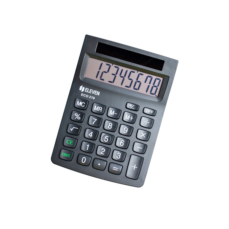 Eleven Kalkulačka ECO210, černá, stolní, osmimístná, solární napájení