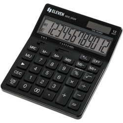 Eleven Kalkulačka SDC-333X-BK, černá, stolní, dvanáctimístná, duální napájení