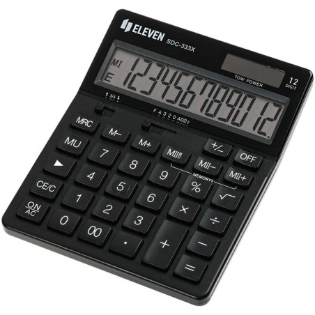 Eleven Kalkulačka SDC-333X-BK, černá, stolní, dvanáctimístná, duální napájení