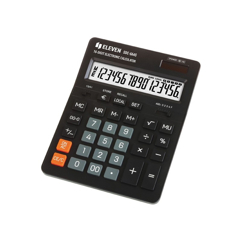 Eleven Kalkulačka SDC664S, černá, stolní, šestnáctimístná, duální napájení, LCD displej