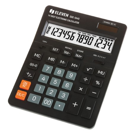 Eleven Kalkulačka SDC-554S, černá, stolní, čtrnáctimístná, duální napájení