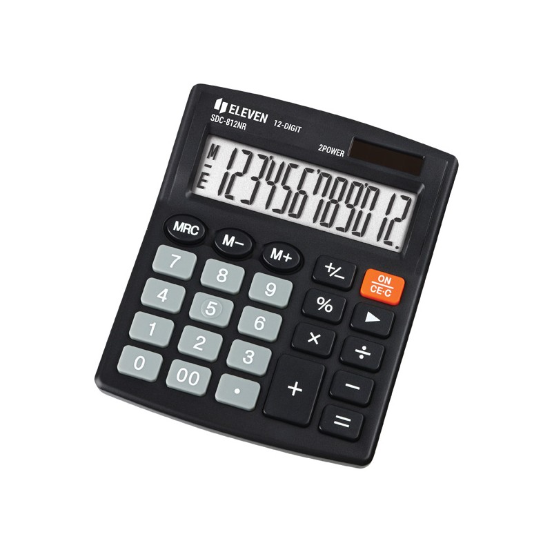Eleven Kalkulačka SDC-812NR, černá, stolní, dvanáctimístná, duální napájení