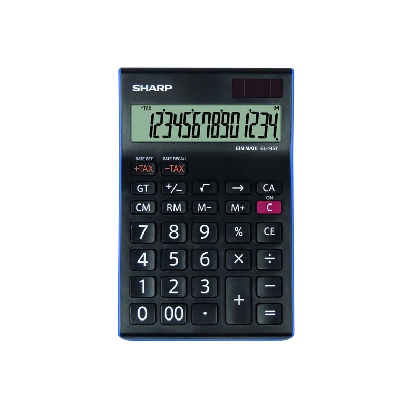 Sharp Kalkulačka EL-145TBL, černo-modrá, stolní, čtrnáctimístná