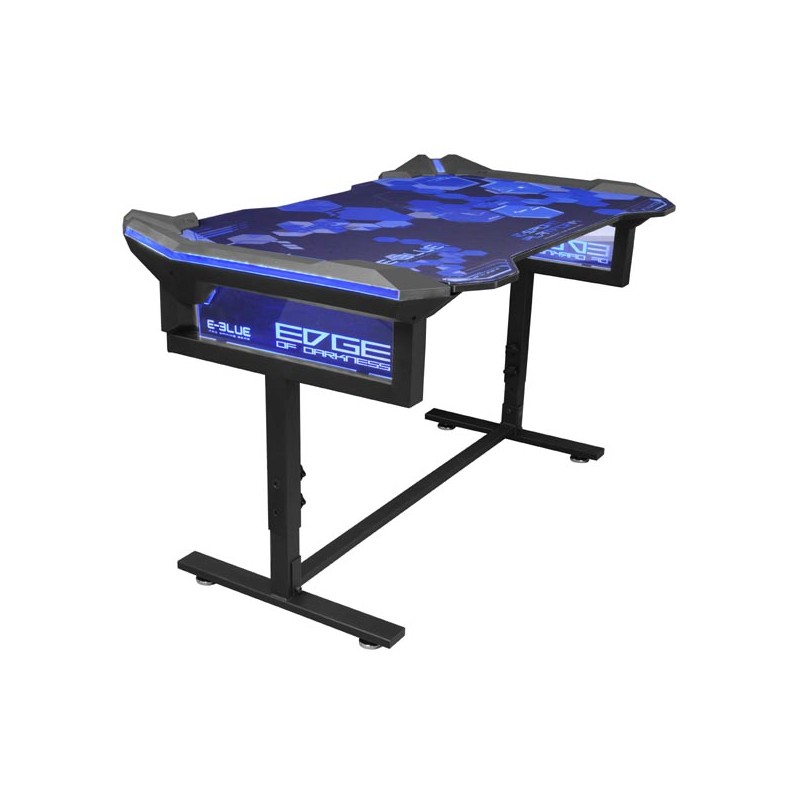 E-blue Herní stůl EGT004BK, 135x78,5cm, 72-91,2cm, RGB podsvícení, výškově nastavitelný, s podložkou pod myš, DOPRODEJ