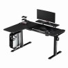 ULTRADESK Herní stůl WINGER - černý, 111x155x60 cm, 75-122 cm, elektricky nastavitelná výška, RGB podsvícení, držák sluchátek i