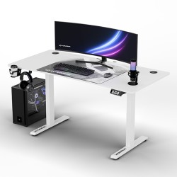 ULTRADESK Herní stůl LEVEL V2 WHITE, 140x68cm, 72-117cm, elektricky nastavitelná výška