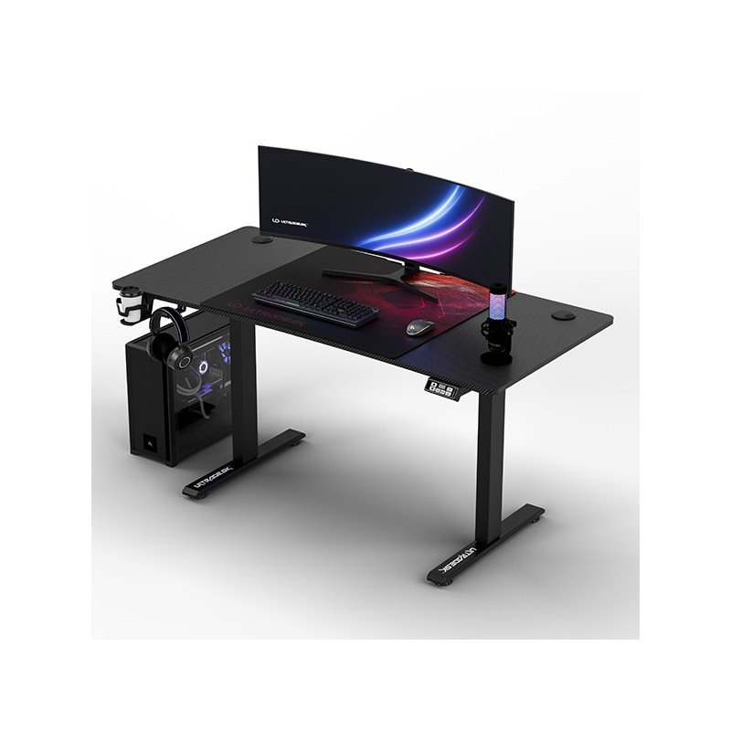 ULTRADESK Herní stůl LEVEL V2 RED, 140x68cm, 72-117cm, elektricky nastavitelná výška